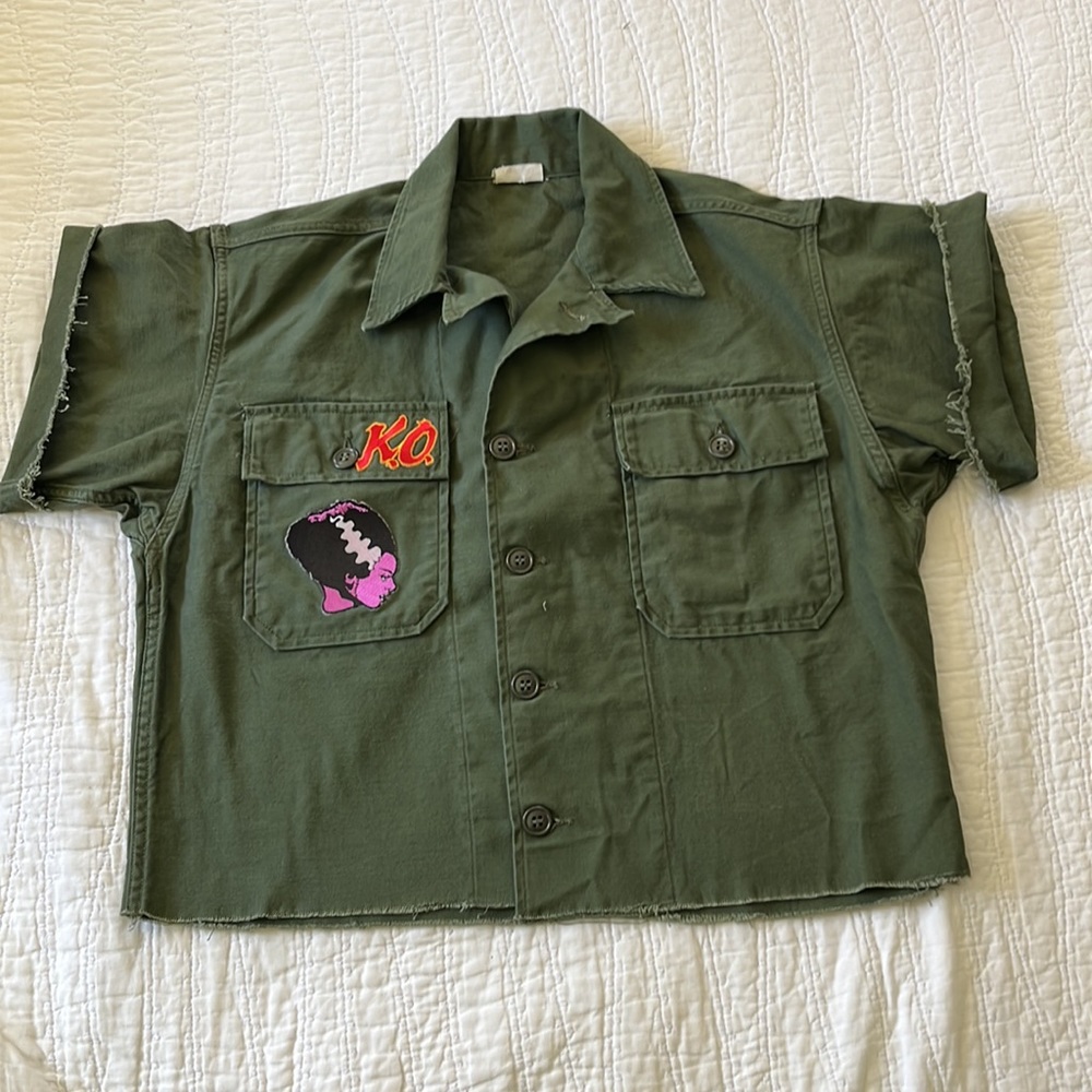 Upcycled Cropped Military Jacket